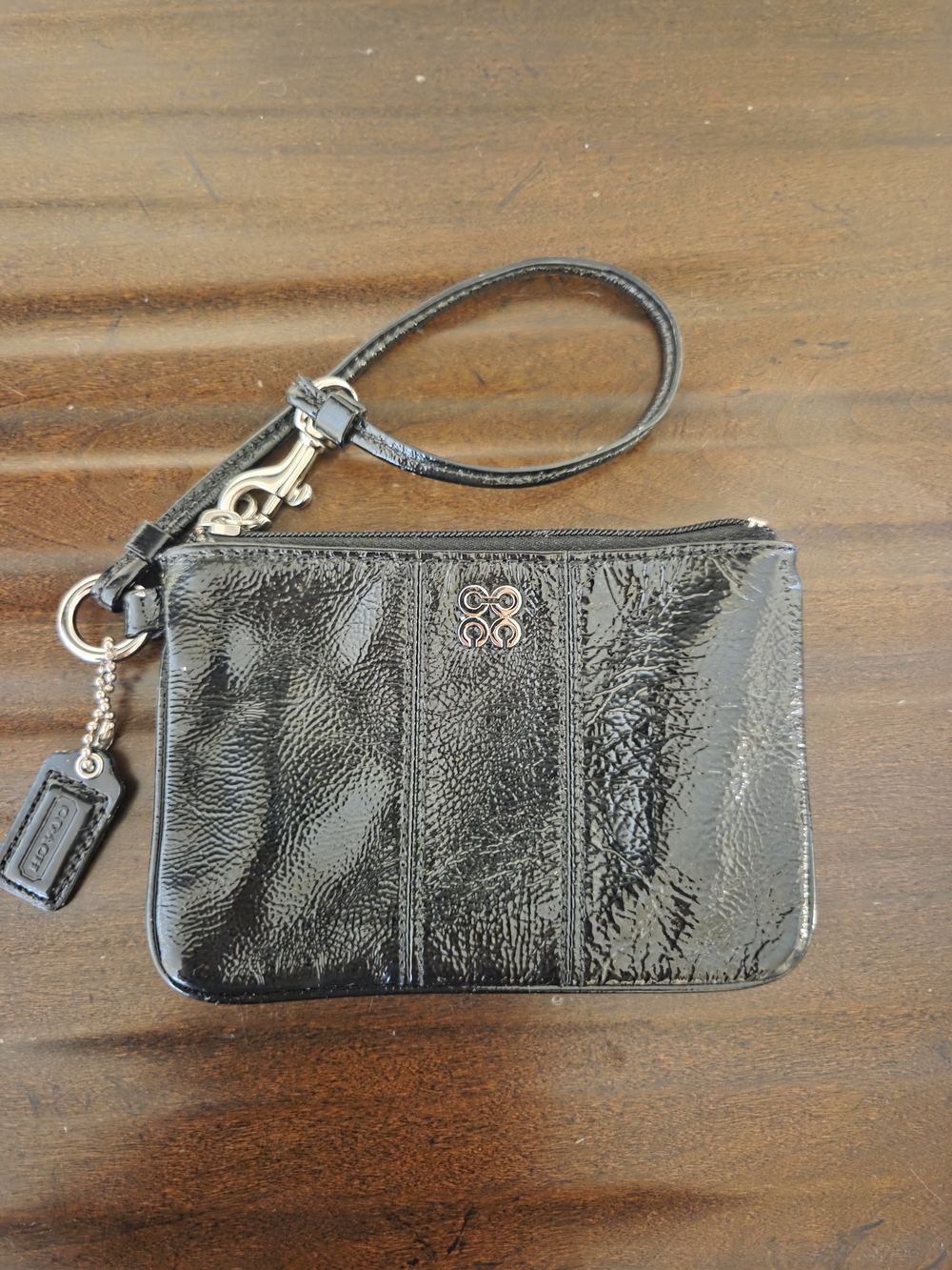 Like New, Vintage Coach Black Patent Leather Wristlet Clutch